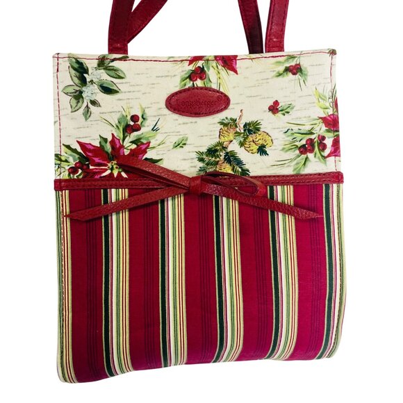 Longaberger Holiday Gift Bag Holiday Stripe Holiday Botanical #23540 Poinsettia - Picture 2 of 9